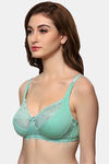 InnerSense Organic Cotton Double Layered Full Coverage Balconette Neck Bra - Ocean Green — thumbnail 2